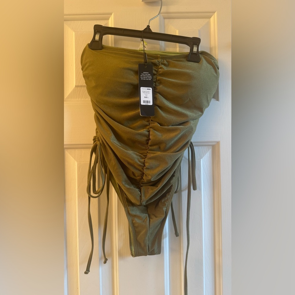 Olive Green Ruched Swimsuit